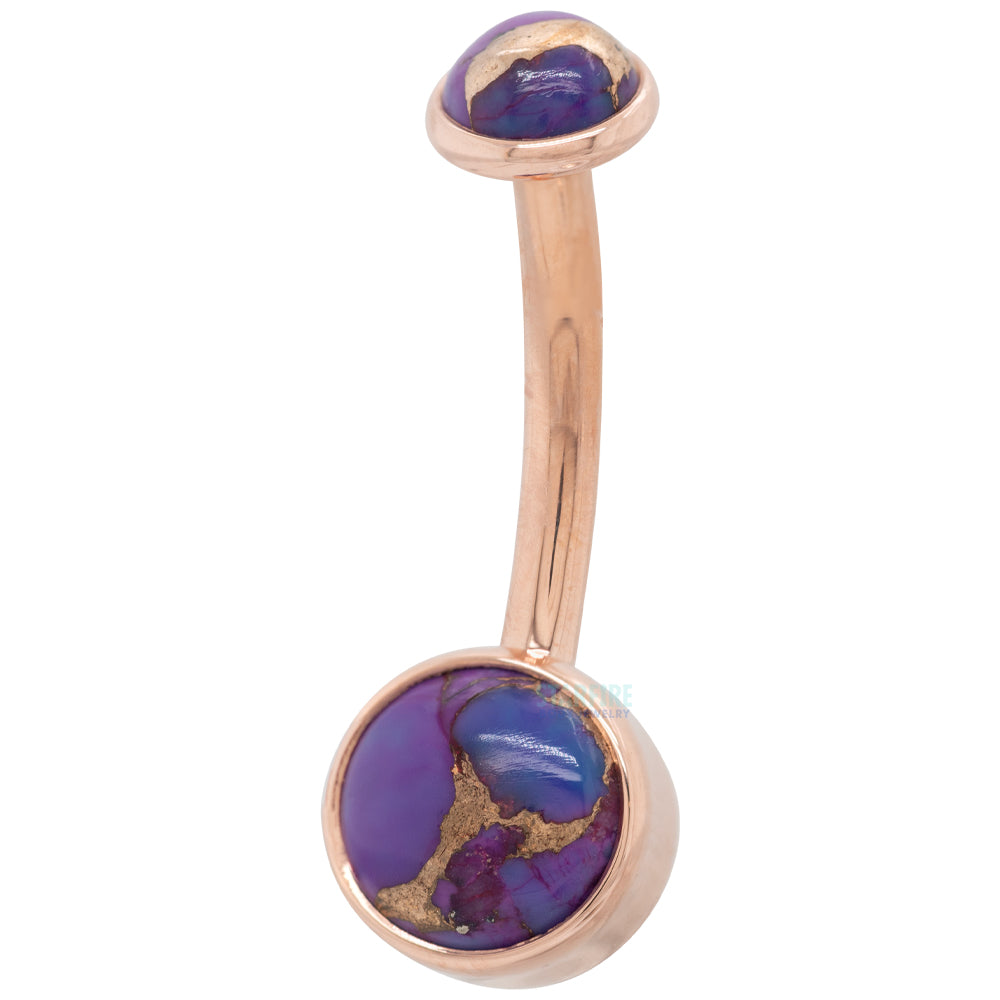 Body Vision BVLA BezelSet Navel Curve in Gold with Copper Purple Turquoise Starfire Body