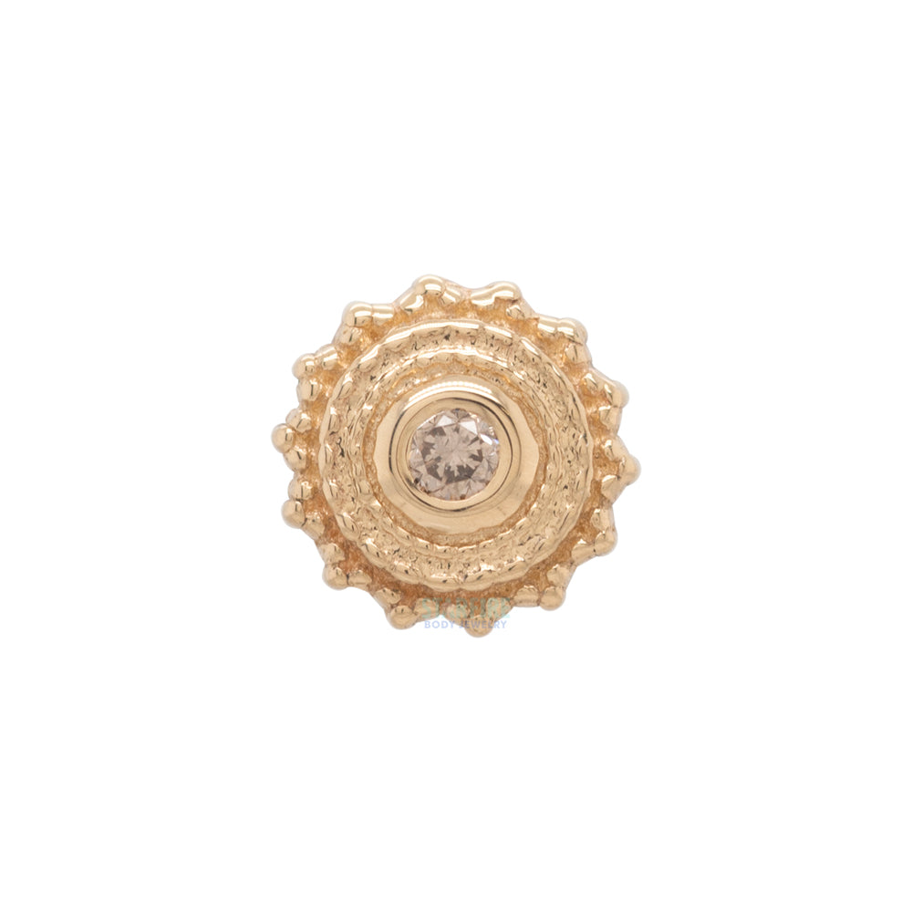 Round Afghan Threaded End in Gold with Champagne Diamond