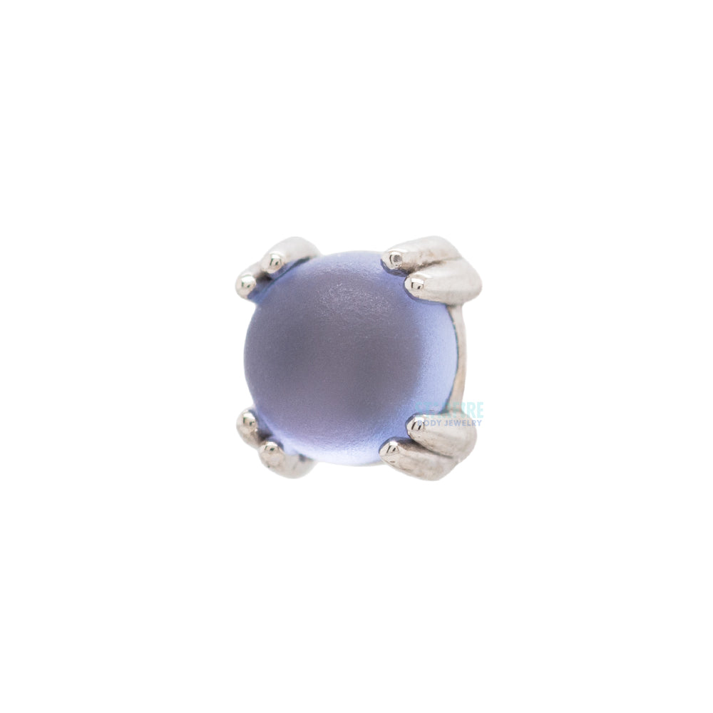 Sandblasted Tanzanite Cabochon Prong Set Threaded End in Gold