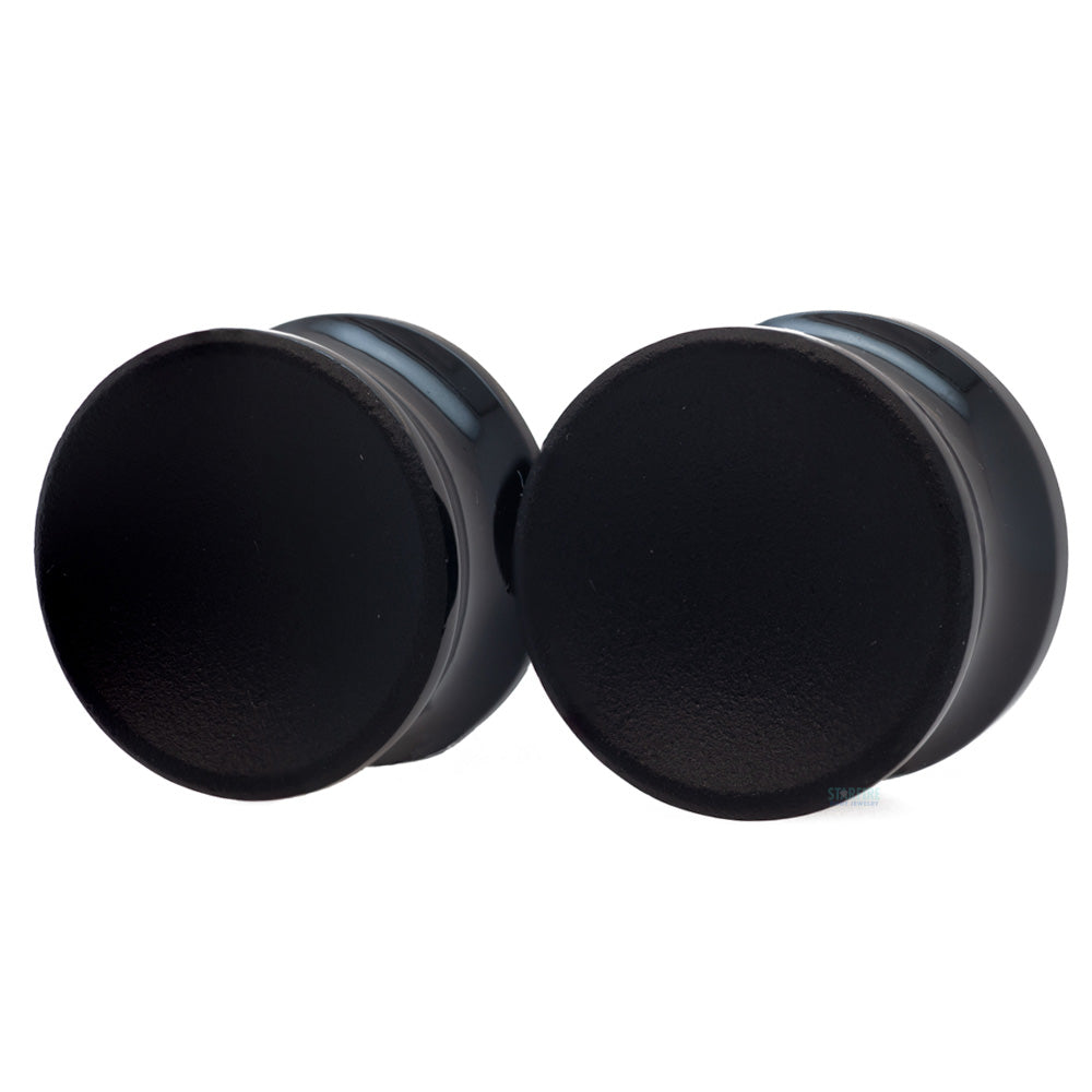 Gorilla Glass Concave Glass Plugs Matte Black Starfire Body Jewelry