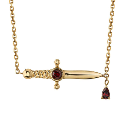 "Kiss of Death" Necklace in Gold with Garnets