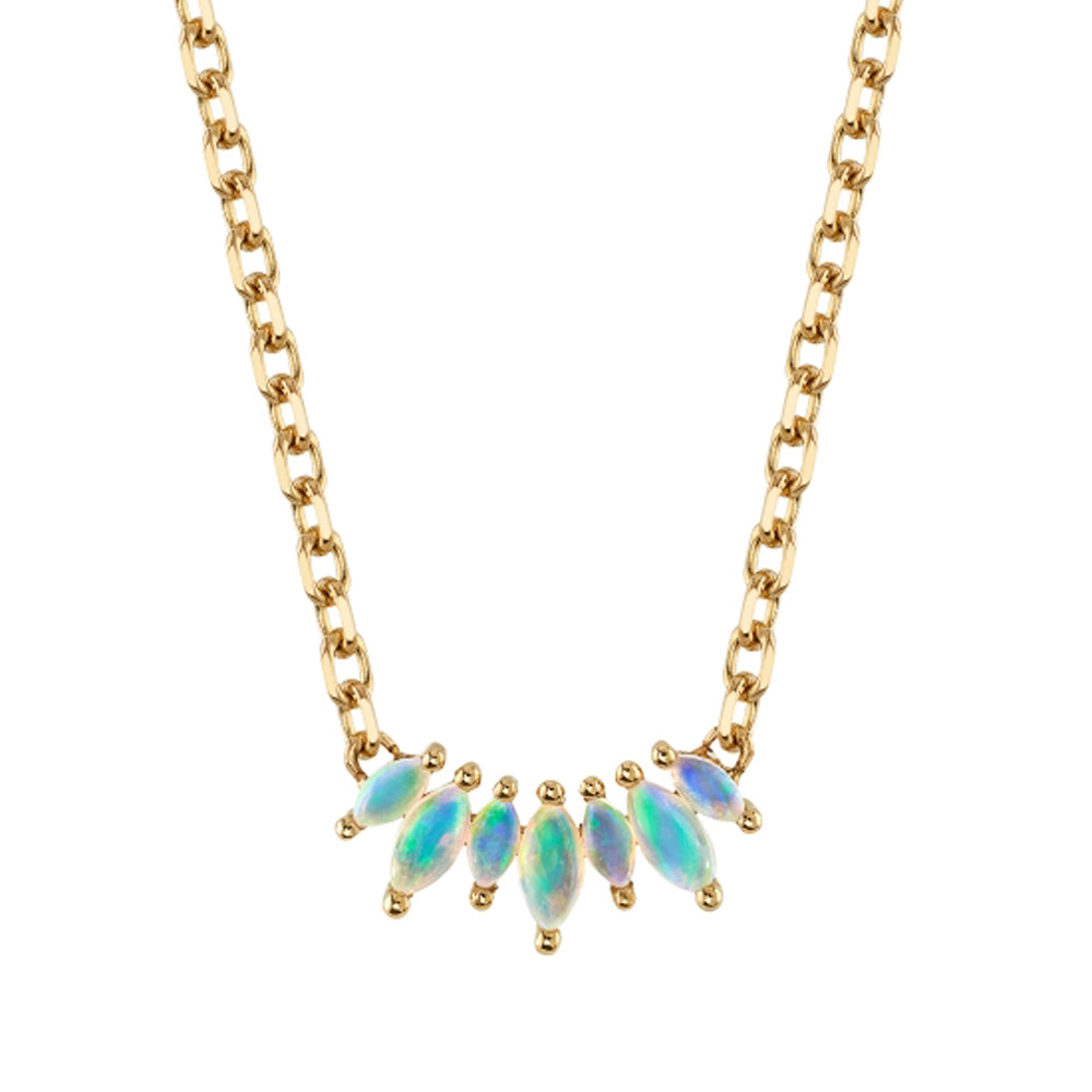 "Athena" Necklace in Gold with Genuine White Opals
