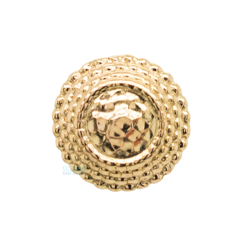 "Hera" Hammered Finish Circle Threaded End in Gold