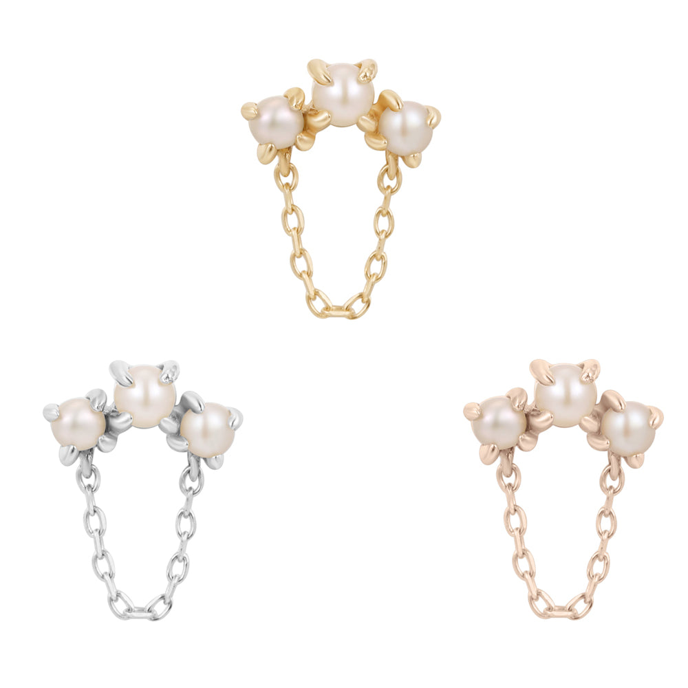 Halston CZ + Chain - Threadless End for Piercings Rose Gold