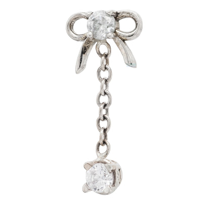 Bow Dangle Threaded End in Gold & Platinum with CZ's