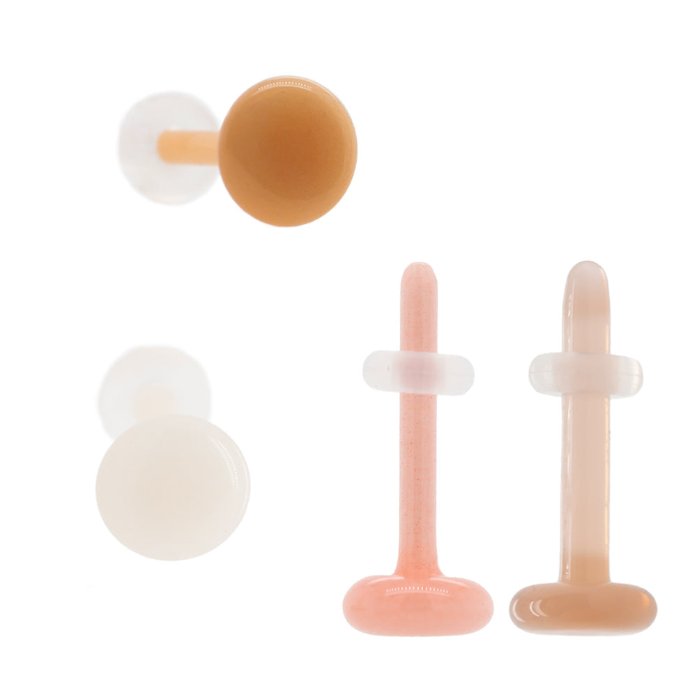 Glass Labret Flatback Retainer Skin Tone 3