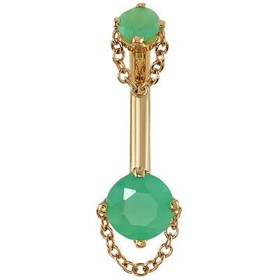 "Rianna" Navel Curve in Gold with Faceted Chrysoprase