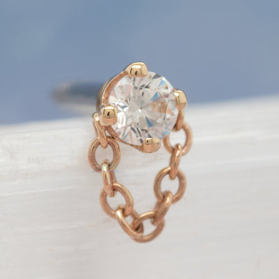"Rianna" Threaded End in Gold with White CZ