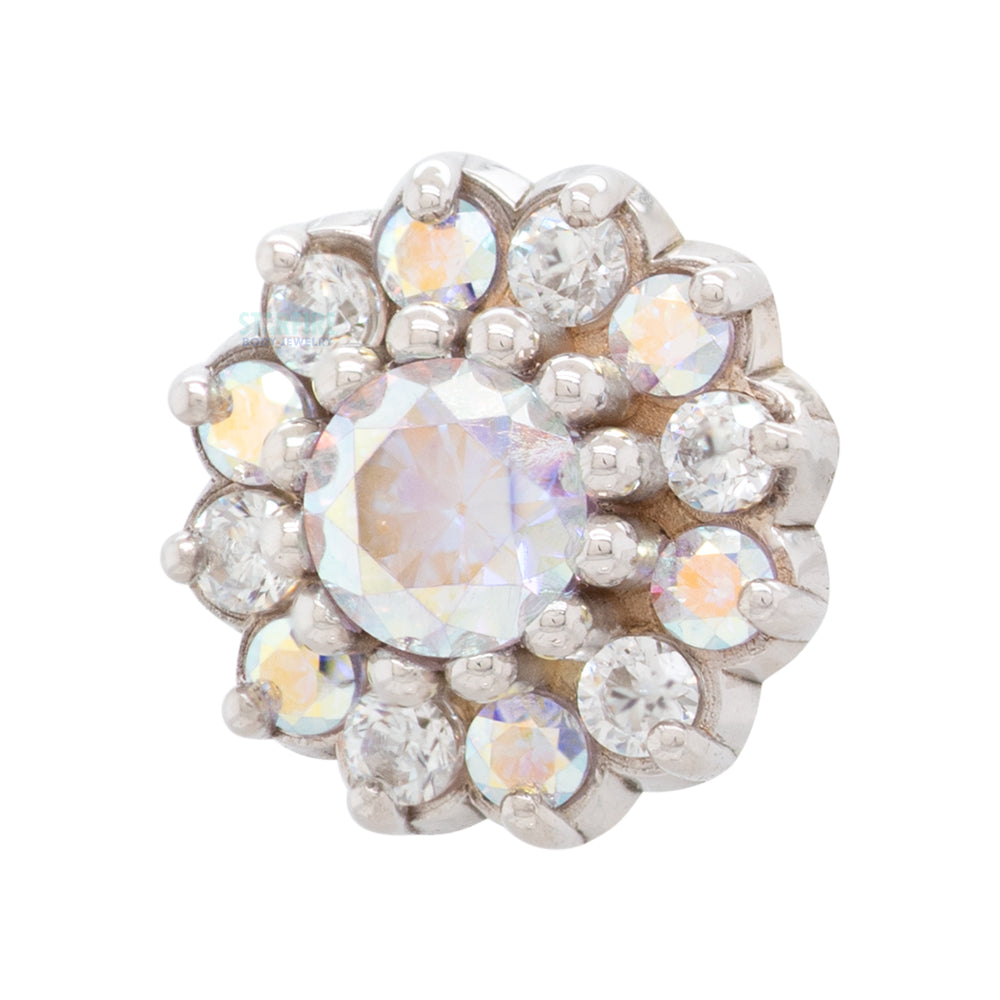 Body Gems threadless Round Cluster End in Gold with CZ's custom