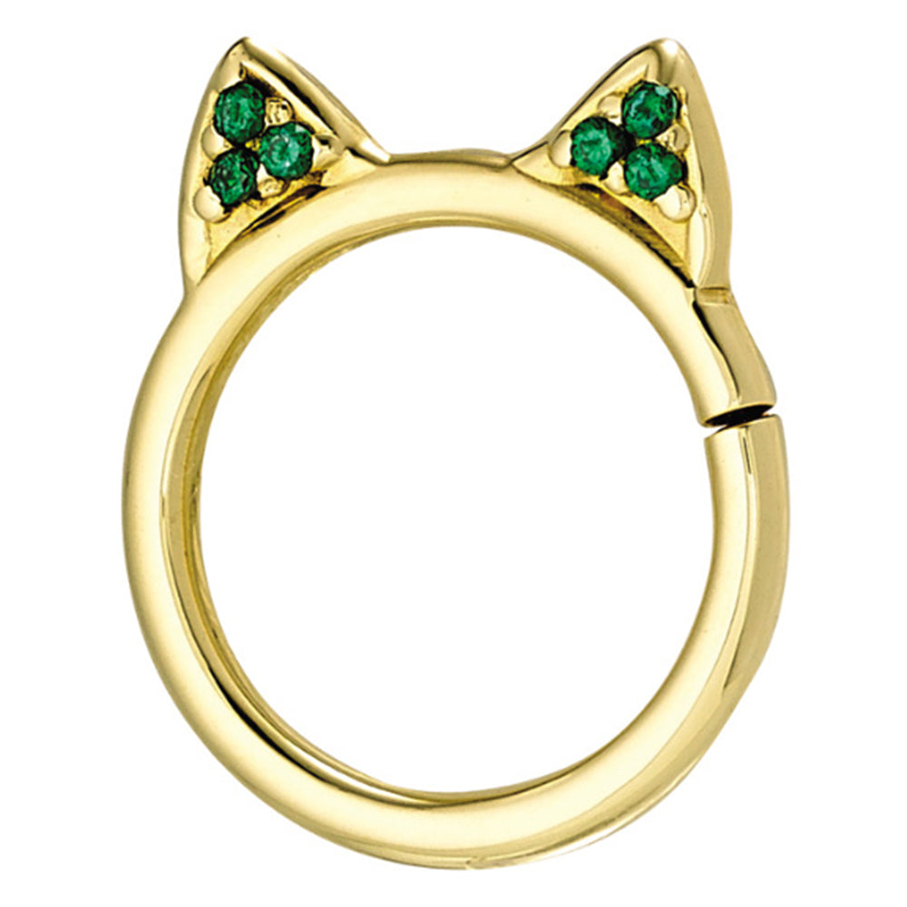 "Meow" Seam Ring in Gold with CZ's