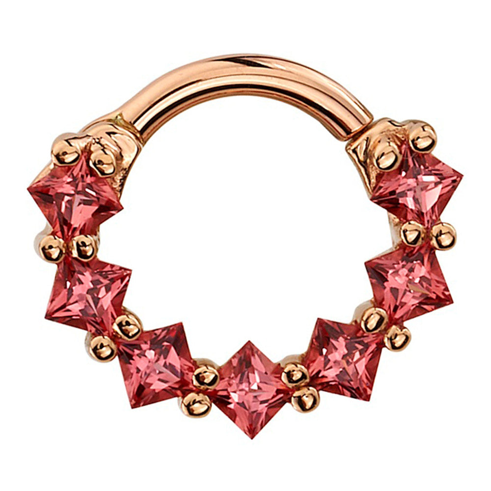 BVLA Body Vision Tiffany Hinge Ring in Gold with Padparadscha Sapphire Starfire Body Jewelry