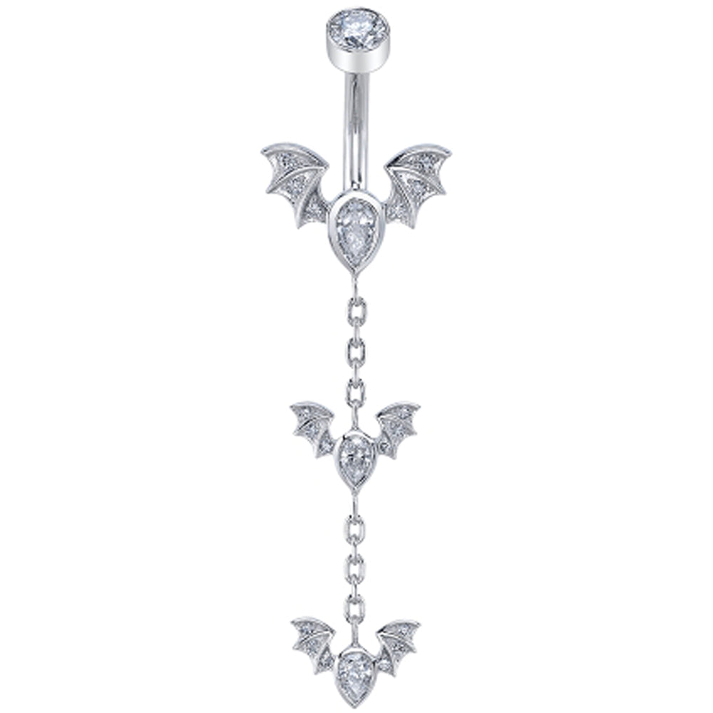 Body Vision BVLA "Flying Countess" Navel J Curve in Gold with DIAMONDS Starfire Body Jewelry