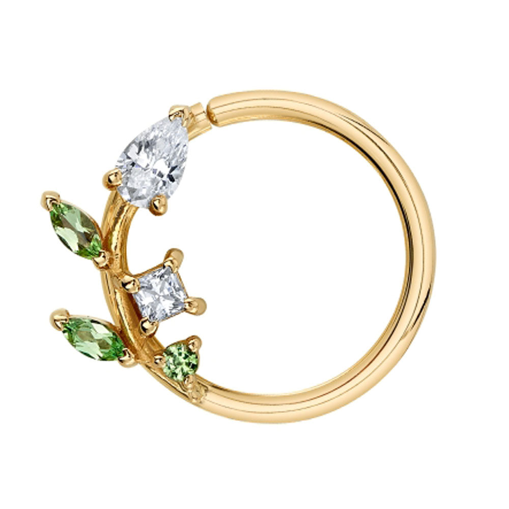 BVLA Body Vision "Jasmine" Seam Ring in Gold with Tsavorite & White CZ's Starfire Body