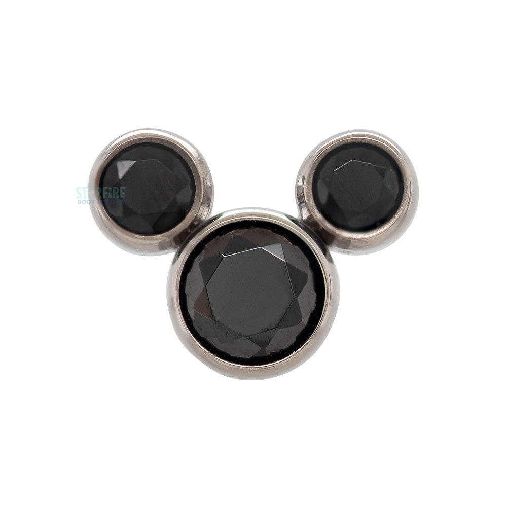 3mm "Mickey" with Brilliant-Cut Gem Cluster - on flatback