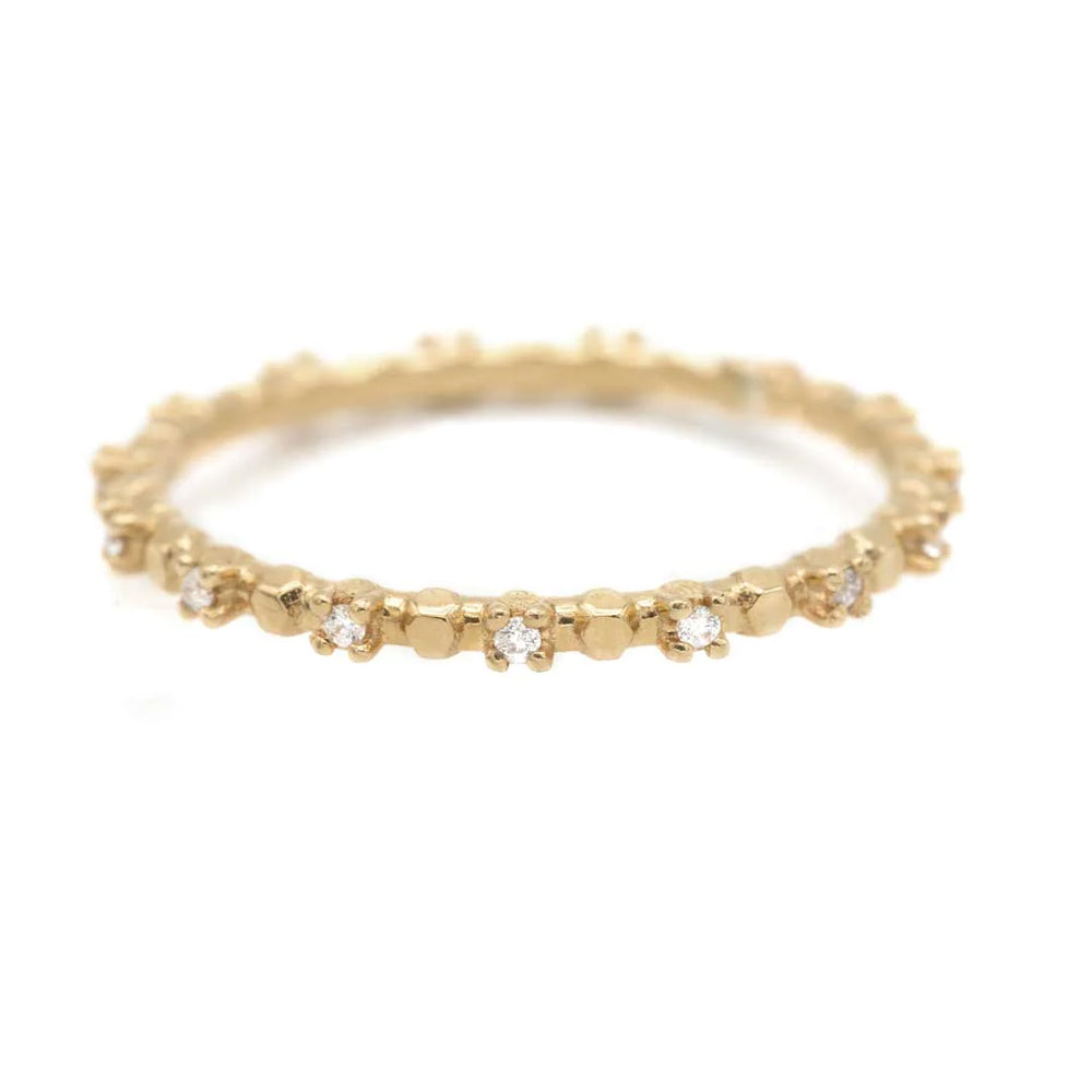 Simple Dots Faceted Ring in Gold with Gemstones