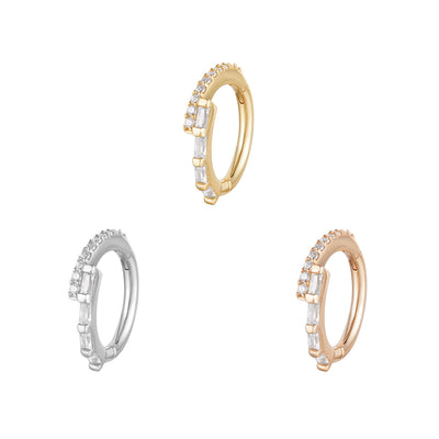 "In Reverse" Hinge Ring / Clicker in Gold with CZ's