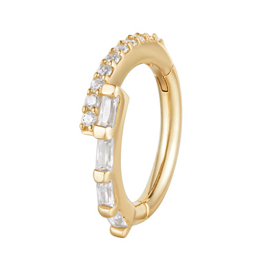 "In Reverse" Hinge Ring / Clicker in Gold with CZ's