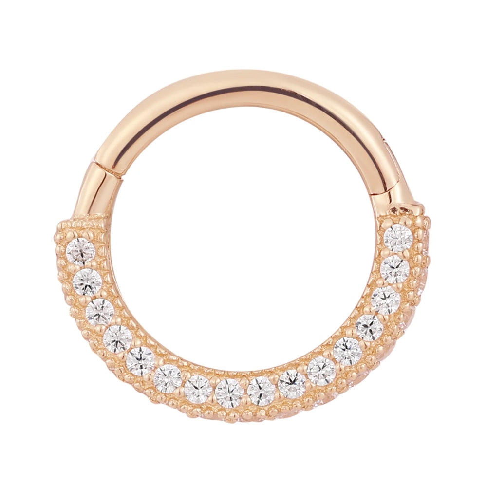 "Showcase" Hinge Ring / Clicker in Gold with CZ's
