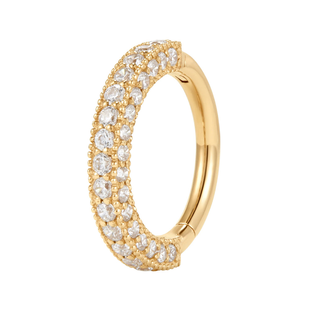 "Showcase" Hinge Ring / Clicker in Gold with CZ's