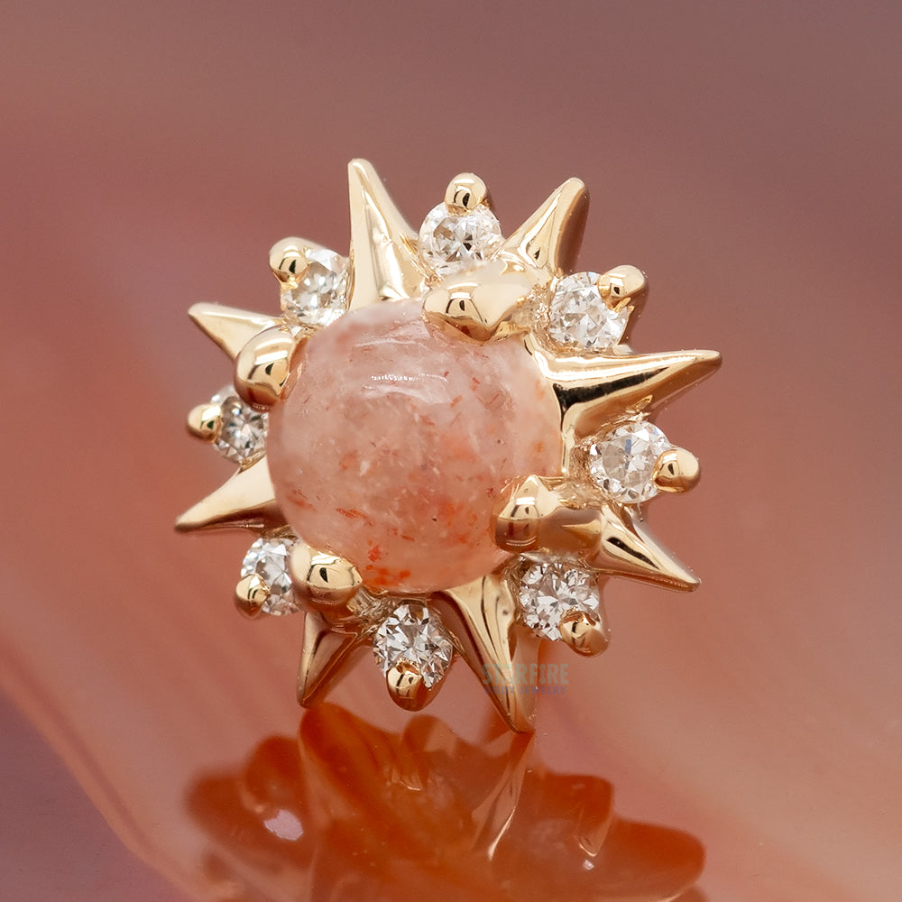 threadless: "Surya" End in Gold with Oregon Sunstone & Diamonds