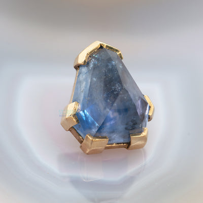 Geometric Cut Threaded End in Gold with Madagascar Sapphire