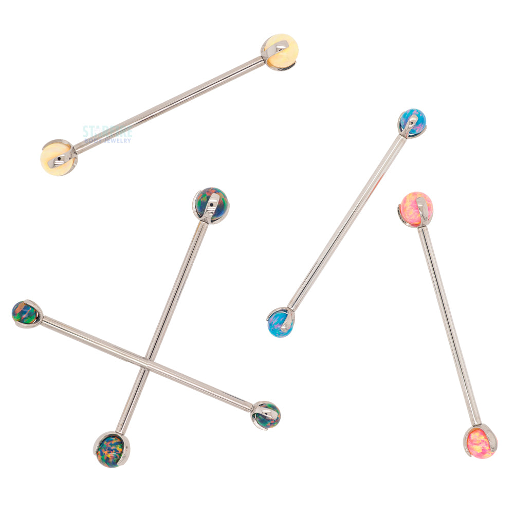 Industrial Strength Opal Ball in Prong's Industrial Barbell