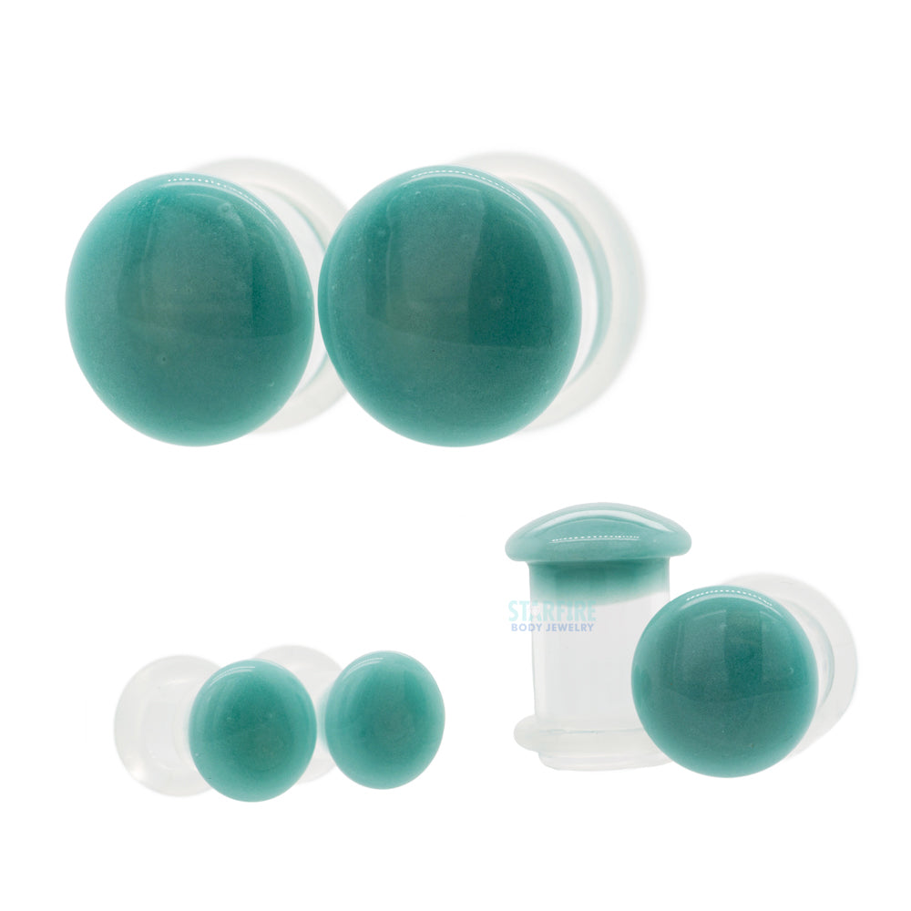 Gorilla Glass Glass Color Front Plugs Agave Starfire Body Jewelry