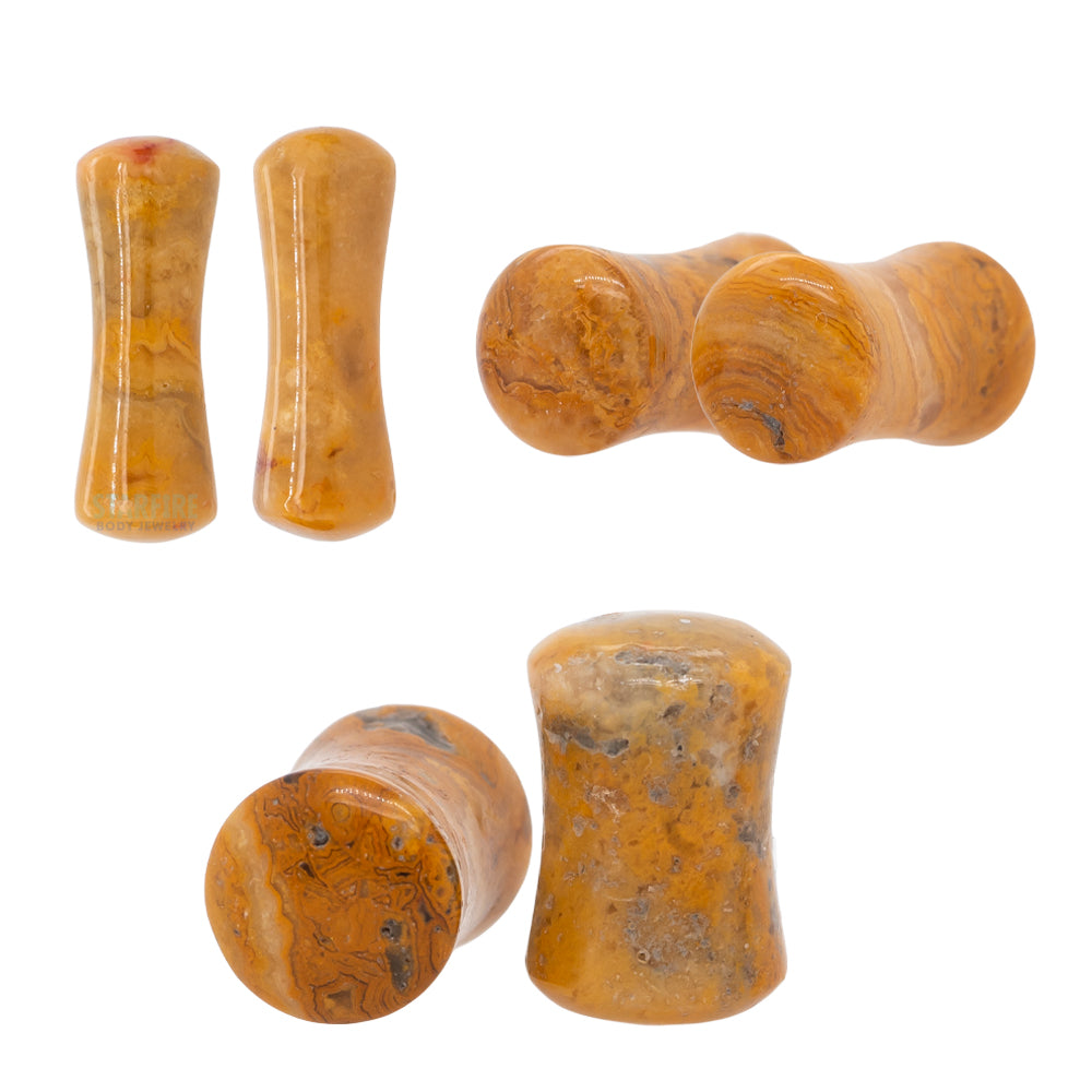 1” 26mm Crazy Lace Agate store Plugs