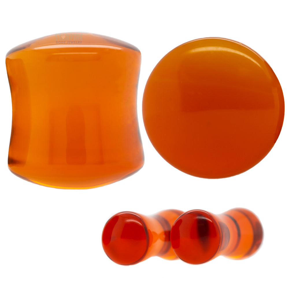 Oracle Body Jewelry Stone Plugs Dark Amber Quartz Starfire Body