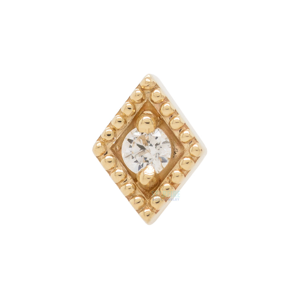 "Harlequin" Threaded End in Gold with White CZ