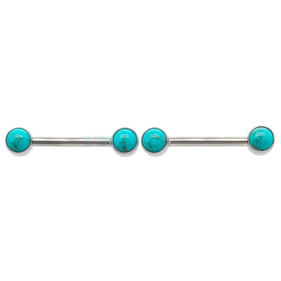 threadless: Natural Stone Cabochon Side-Set Nipple Barbells in Bezels - pair