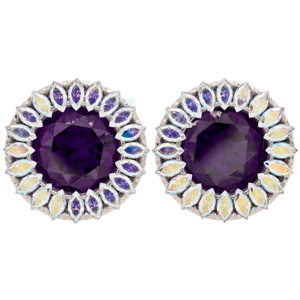 Super Marquise Plugs ( Eyelets ) with Amethyst & Aurora - custom color combos