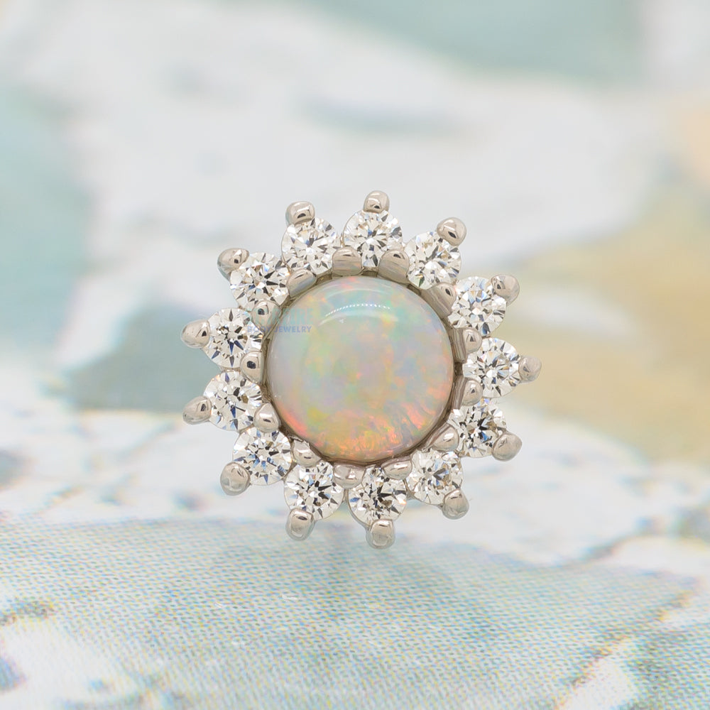 threadless: "Delphine" End in Gold with Genuine Opal & White CZ's