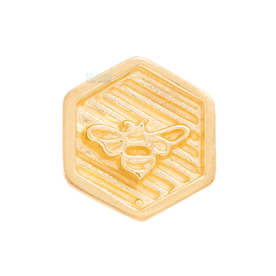 Bee Hexagon in Gold - on flatback