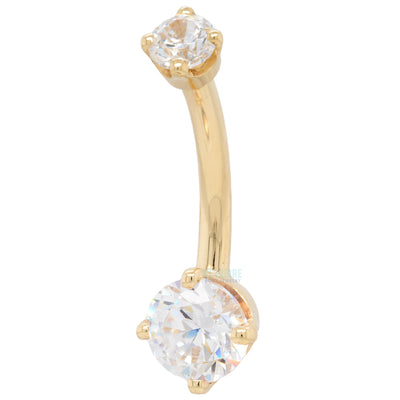 Prong-Set Navel Curve in Gold with White CZ's