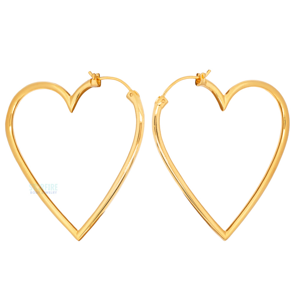 Yellow Gold Heart-Shaped Hoop Earrings