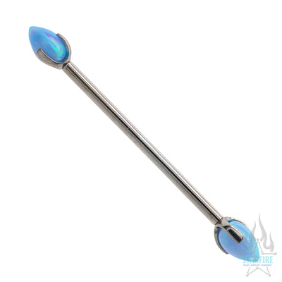 "Dragon Egg" with Opal in Prong's Industrial Barbell