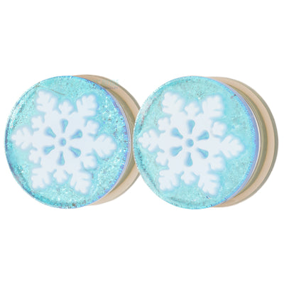 Snowflake Glass Image Plugs - White on Blue Dichroic