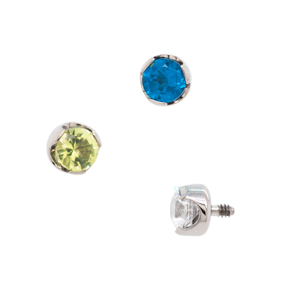 Anatometal 2.5mm Prong-Set Brilliant Cut Separate Threaded End