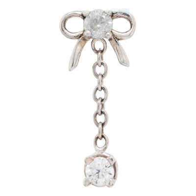 Bow Dangle Threaded End in Gold & Platinum with CZ's