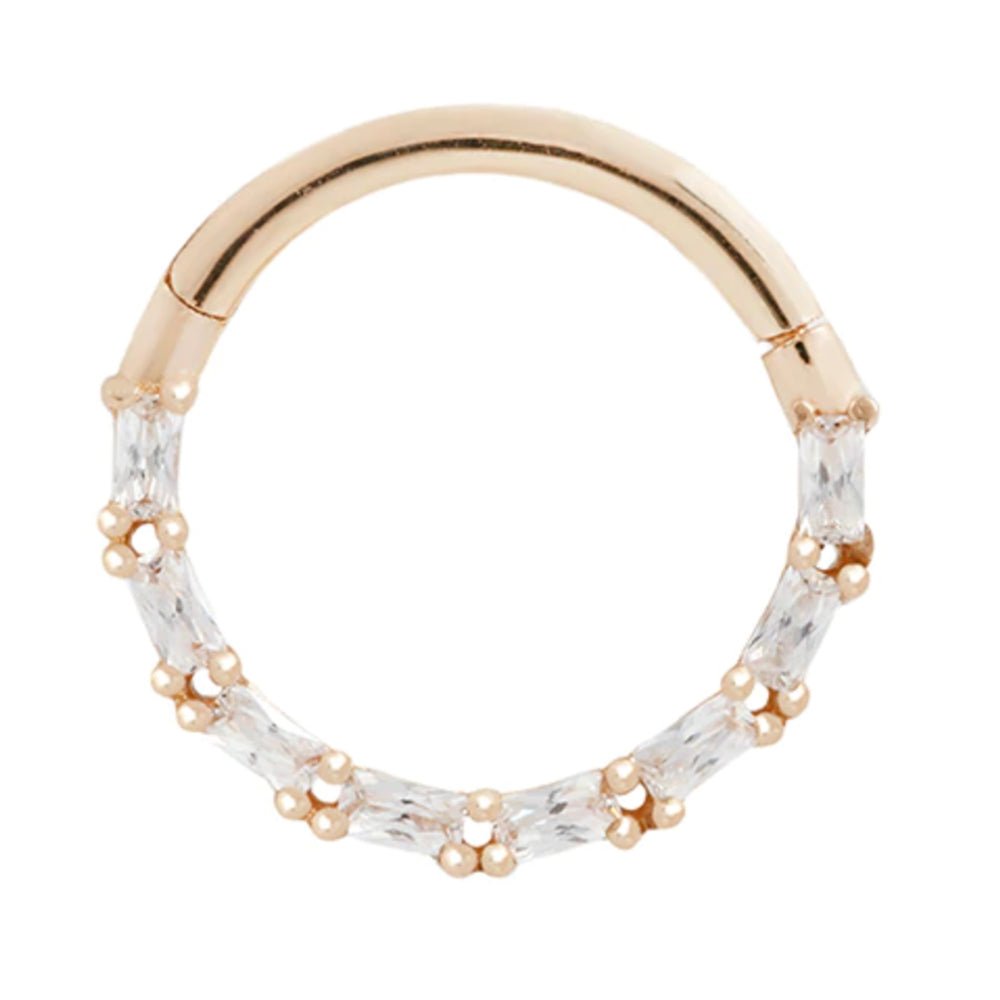 "Loved" Hinge Ring / Clicker in Gold with CZ's