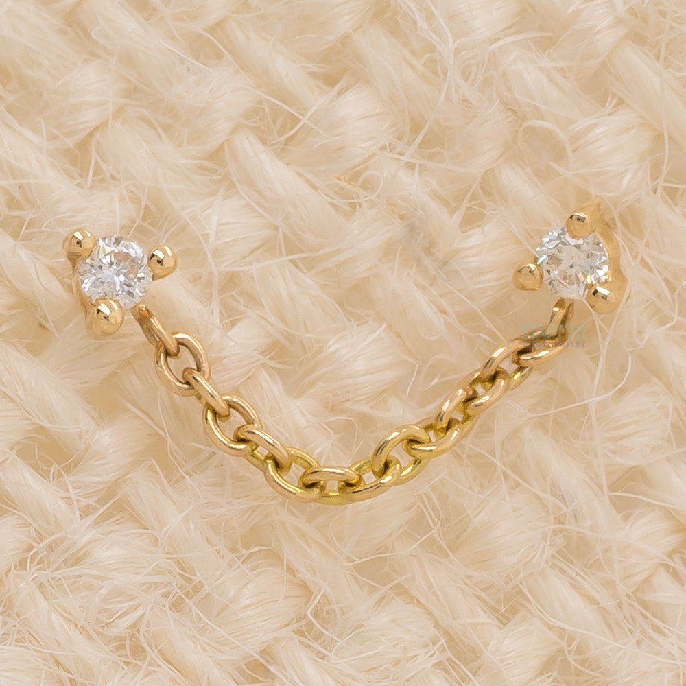 threadless: "Gemini" Chain Dual Pin End in Gold with Diamonds