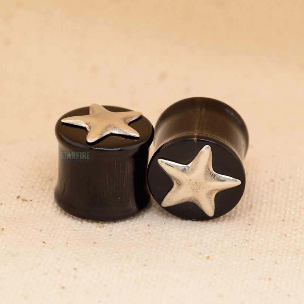 Double-Flared Horn with Silver Plugs - Star (5/8")
