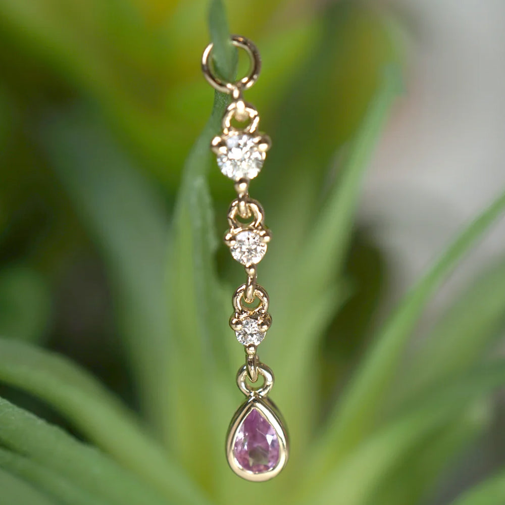 "Juvia" Chain Charm in Gold with Genuine Gemstones