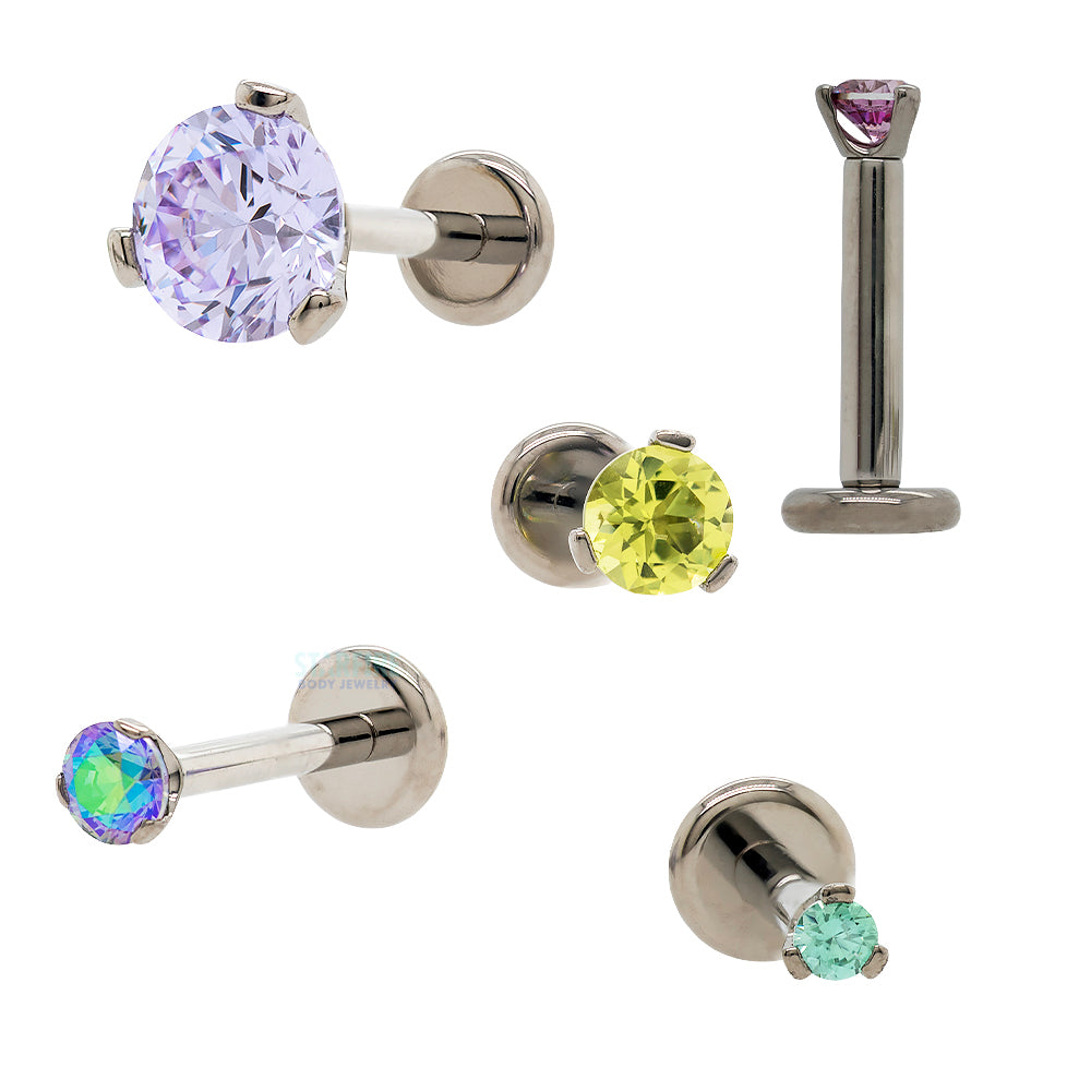 3 Prong-Set Faceted Gem on Flatback