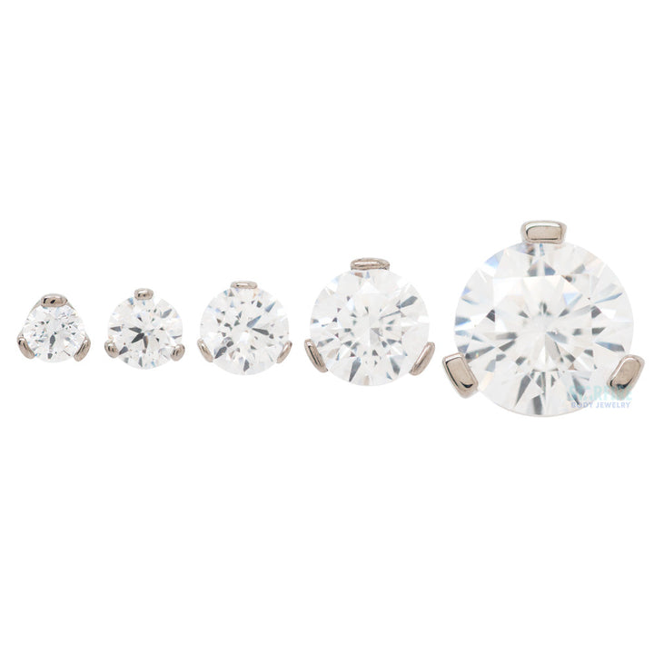 3 Prong-Set Faceted Gem on Flatback