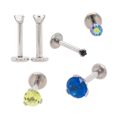 4mm 3 Prong-Set Faceted Gem on Flatback