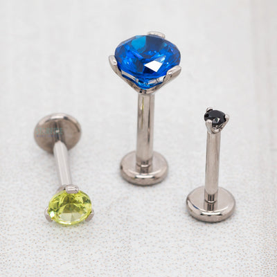 4mm 3 Prong-Set Faceted Gem on Flatback