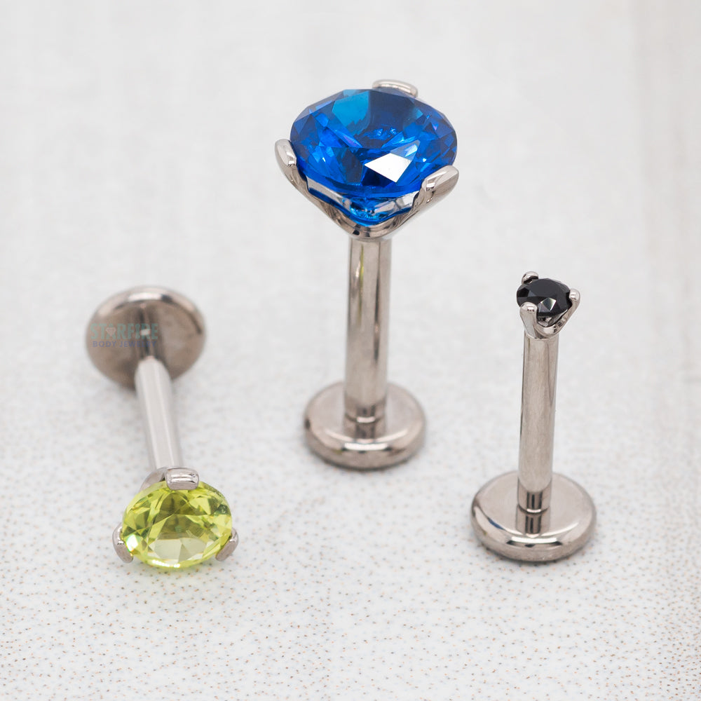 2.5mm 3 Prong-Set Faceted Gem on Flatback