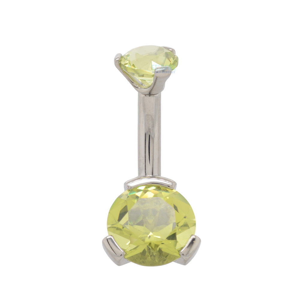 3 Prong-Set Faceted Gem Navel Curve - shortest shaft (1/4")